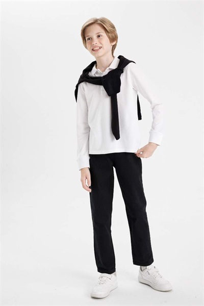 Defacto Erkek Çocuk Kanvas Pantolon U3254A6/BK81 BLACK