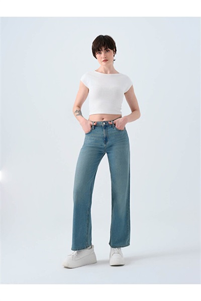 Loft Bella Regular Fit Kadın Jean Pantolon Lf2039973 GREEN CAST WASH