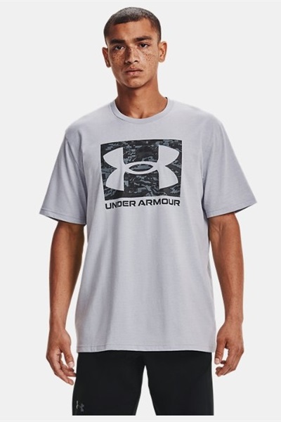 Under Armour Ua Abc Camo Boxed Logo Ss Erkek T-shirt 1361673-011 Mod Gray Light Heather / Black
