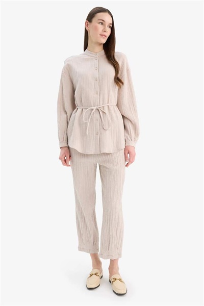 Defacto Kadın Kanvas Pantolon E5359Ax/Bg778 BEIGE