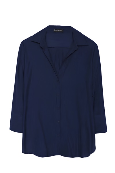 Quzu Oversize Kadın Gömlek 11693 Lacivert
