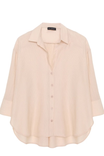 Quzu Oversize Kadın Gömlek 11693 TAŞ
