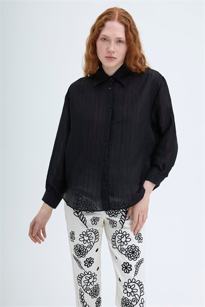 Quzu Oversize Uzun Kollu Kadın Gömlek GML00188 Siyah