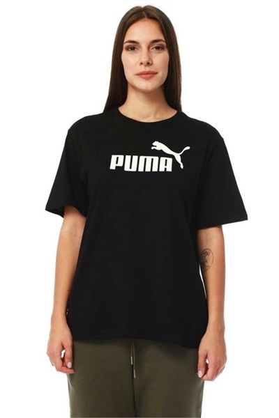 Puma Ess Logo Boyfriend Tee Kadın T-shirt 586868-01 BLACK