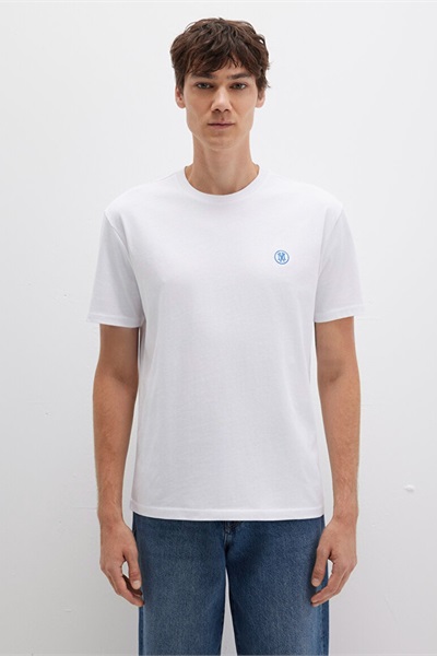 Mavi Logo Nakışlı Erkek Sweat M067074-620 Beyaz