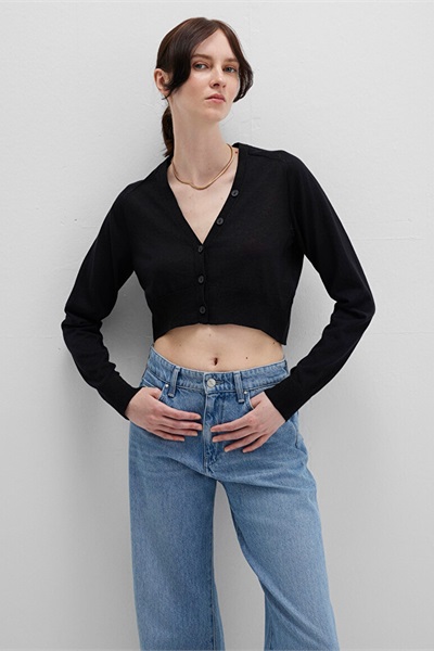Mavi Crop Kadın Ceket M1710690-900 Siyah