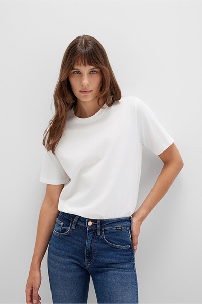 Mavi Basic Kadın T-Shirt M1600965-33389 Kırık Beyaz