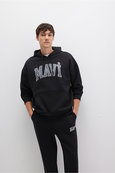 Mavi Baskılı Erkek Sweat M067149-902 Siyah