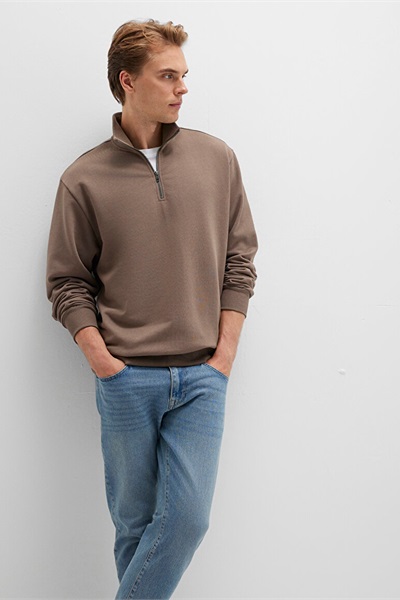 Mavi Half Zip Erkek Sweat M0S10419-70380 Walnut