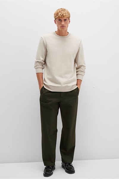 Mavi Bisiklet Yaka Erkek Sweat M0S10457-35111 Soluk Toz Beji