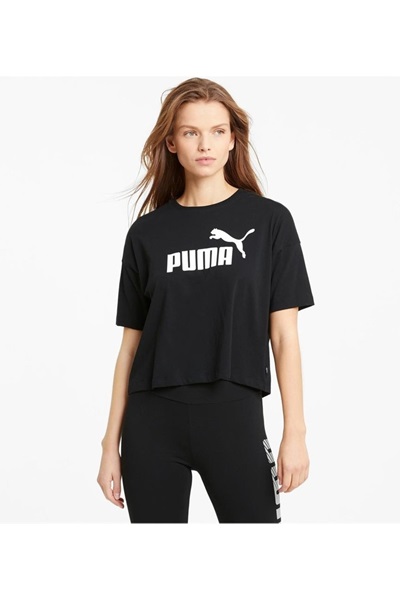 Puma Ess Cropped No. 1 Logo Tee Kadın T-shirt 684972-01 BLACK
