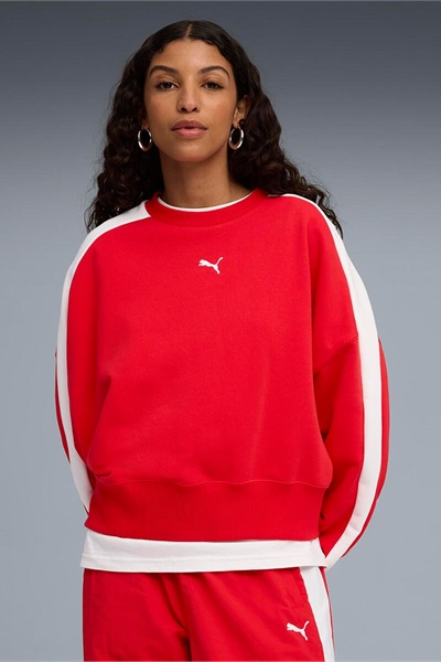 Puma T7 Over-Oversized Crew Kadın Sweat 633439-11 For All Time Red