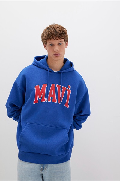 Mavi Baskılı Erkek Sweat M067149-70907 Derin Deniz Mavi