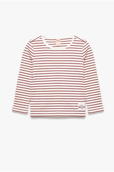Koton Kız Bebek Sweat 6WMG10127AK BORDO ÇİZGİLİ