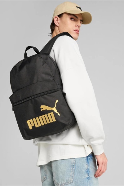 Puma Phase Backpack Unisex Çanta 091164-03 Black-Gold-No.1 Logo