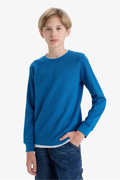 Defacto Erkek Çocuk Uzun Kol T-shirt V1186A6/IN142 INDIGO